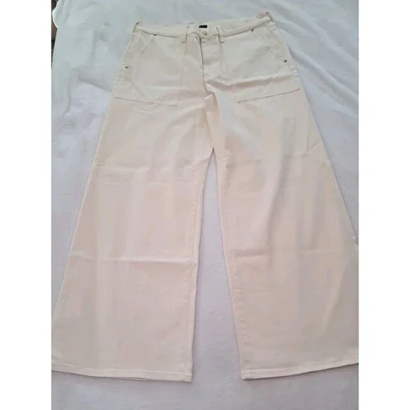 J.Crew Camp Pocket Wide Leg Jean Ecru Wash High Rise CH917 $128 Size 31 NWT - Picture 4 of 12